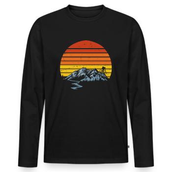 MTB mountain bike sunset vintage - Men's Premium Organic Long Sleeve Shirt - black - Front - Nico (187cm)