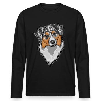 Australian Sheperd Aussie dog - Men's Premium Organic Long Sleeve Shirt - black - Front - Nico (187cm)