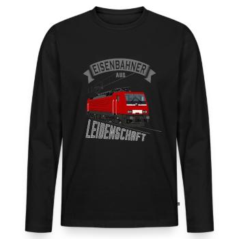 Eisenbahner aus Leidenschaft ELOK Elektro - Männer Premium Bio Langarmshirt - Schwarz - Vorne - Nico (187cm)