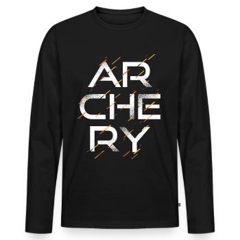 Tir à l'arc tir à l'arc - T-shirt manches longues Premium bio Homme - noir - Devant - Nico (187cm)
