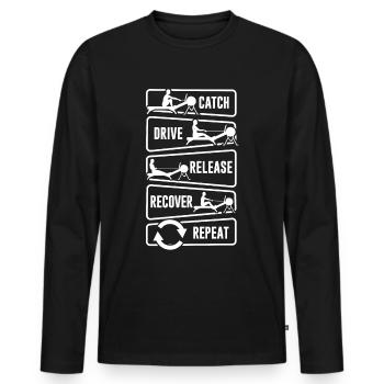 Rowing Erg Ruderschlag Stroke Repeat - Men's Premium Organic Long Sleeve Shirt - black - Front - Nico (187cm)