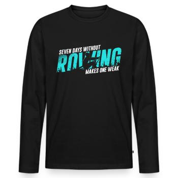Aviron jeu de mots - T-shirt manches longues Premium bio Homme - noir - Devant - Nico (187cm)