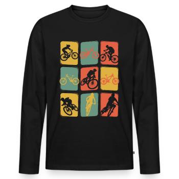 Mountain bike vintage MTB retro cycling - Men's Premium Organic Long Sleeve Shirt - black - Front - Nico (187cm)