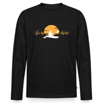 Kajak Herzschlag Kanu Sonnenuntergang EKG - Männer Premium Bio Langarmshirt - Schwarz - Vorne - Nico (187cm)