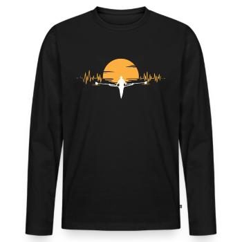 Rowing heartbeat sunset EKG - Men's Premium Organic Long Sleeve Shirt - black - Front - Nico (187cm)