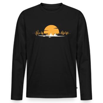 Rowing heartbeat sunset EKG - Men's Premium Organic Long Sleeve Shirt - black - Front - Nico (187cm)