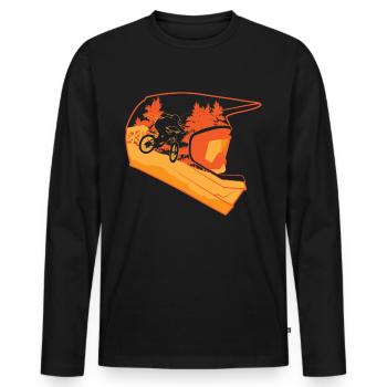 Downhill Casque VTT - T-shirt manches longues Premium bio Homme - noir - Devant - Nico (187cm)