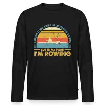 Rudern Rowing Vintage Spruch - Männer Premium Bio Langarmshirt - Schwarz - Vorne - Nico (187cm)