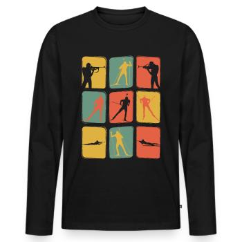 Biathlon vintage rétro - T-shirt manches longues Premium bio Homme - noir - Devant - Nico (187cm)