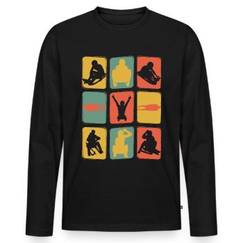Tobogganing SledGe Retro Vintage - Men's Premium Organic Long Sleeve Shirt - black - Front - Nico (187cm)