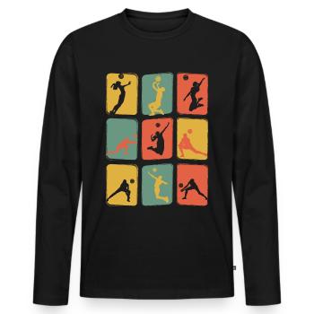Volleyball retro vintage - Men's Premium Organic Long Sleeve Shirt - black - Front - Nico (187cm)