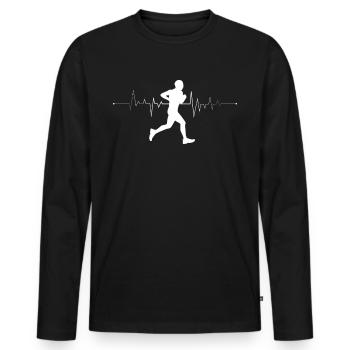 Course à pied Heartbeat - T-shirt manches longues Premium bio Homme - noir - Devant - Nico (187cm)