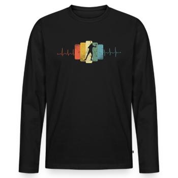 Battement de coeur biathlon vintage - T-shirt manches longues Premium bio Homme - noir - Devant - Nico (187cm)