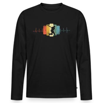 Cricket Herzschlag Vintage Kricket - Männer Premium Bio Langarmshirt - Schwarz - Vorne - Nico (187cm)