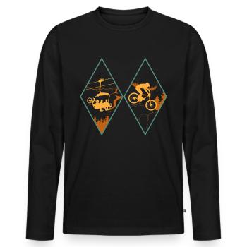 Mountainbike MTB Diamant Trail Downhill - Männer Premium Bio Langarmshirt - Schwarz - Vorne - Nico (187cm)