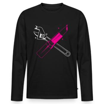 Car Lover Women Mechanic Lipstick - Men's Premium Organic Long Sleeve Shirt - black - Front - Nico (187cm)
