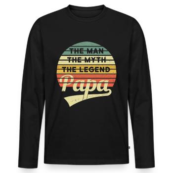Papa Vatertag Vintage Myth Legend Spruch Retro - Männer Premium Bio Langarmshirt - Schwarz - Vorne - Nico (187cm)