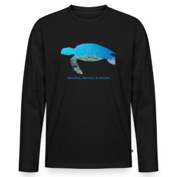 Schildkröte Ozean Meer Umweltschutz Klimaschutz - Männer Premium Bio Langarmshirt - Schwarz - Vorne - Nico (187cm)