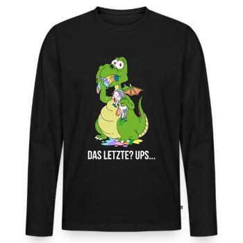 Lustiger Drachen Drache frisst Das Letzte Einhorn - Männer Premium Bio Langarmshirt - Schwarz - Vorne - Nico (187cm)