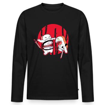 Sushi Samurai Japan - Männer Premium Bio Langarmshirt - Schwarz - Vorne - Nico (187cm)