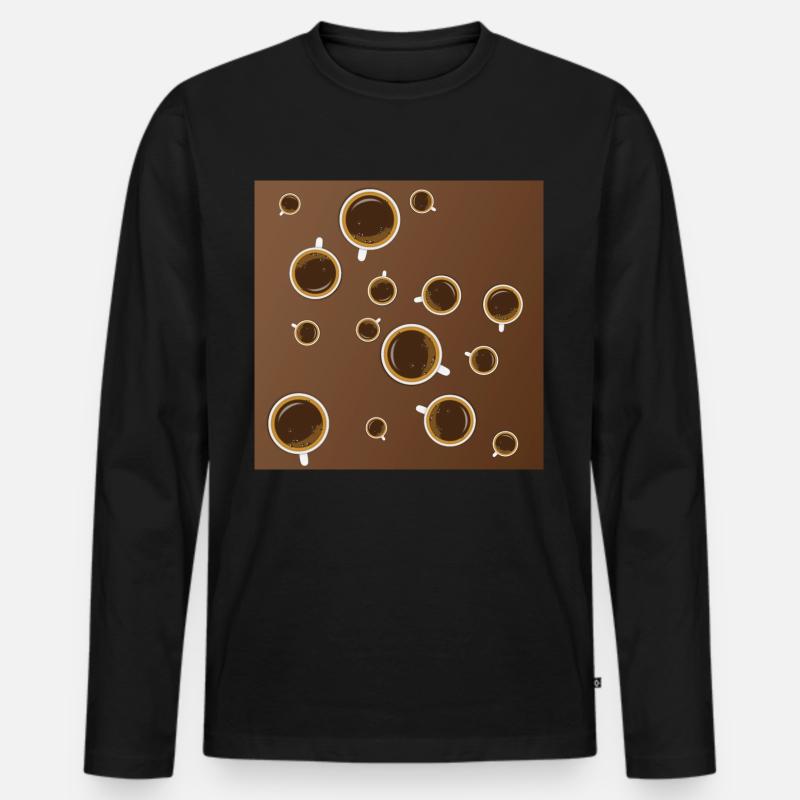 Kaffee - Männer Premium Bio Langarmshirt - Schwarz