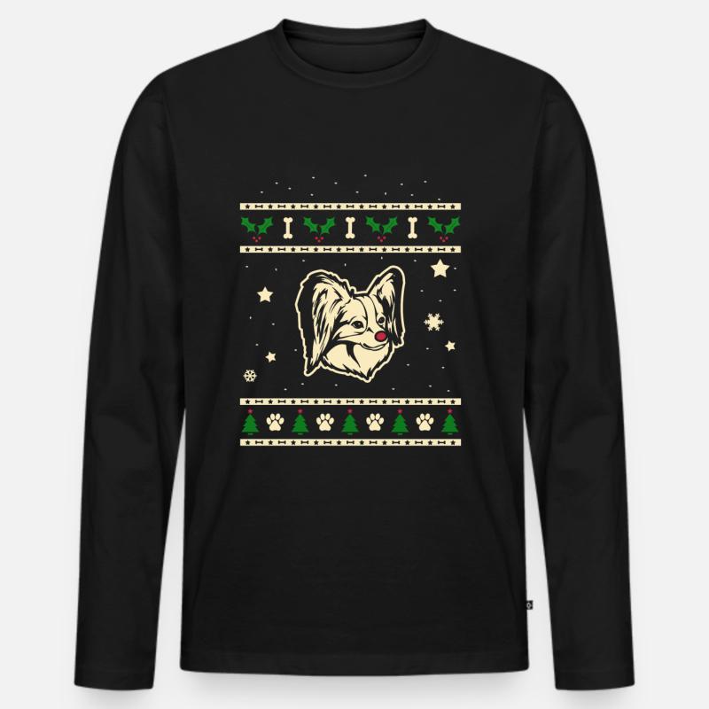 Papillon Weihnachtsgeschenk - Männer Premium Bio Langarmshirt - Schwarz