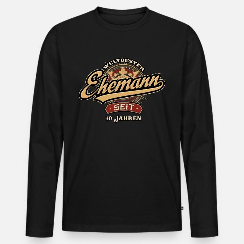 Weltbester Ehemann seit 10 Jahren - Hochzeitstag - Männer Premium Bio Langarmshirt - Schwarz