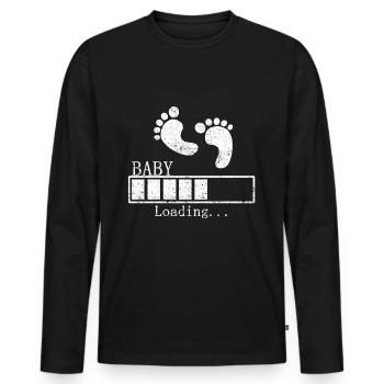 grossesse - T-shirt manches longues Premium bio Homme - noir - Devant - Nico (187cm)