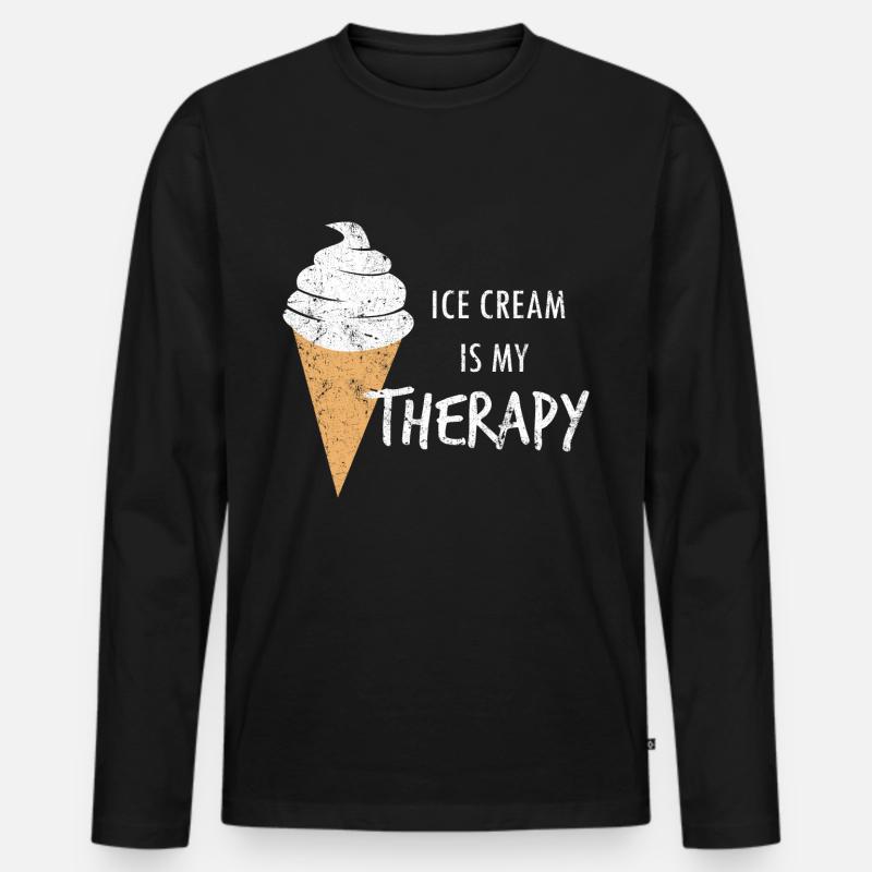 Eis Eiscreme Sommer Geschenkidee - Männer Premium Bio Langarmshirt - Schwarz