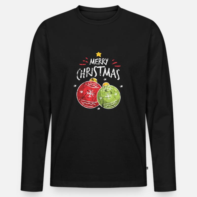 Weihnachten - Männer Premium Bio Langarmshirt - Schwarz