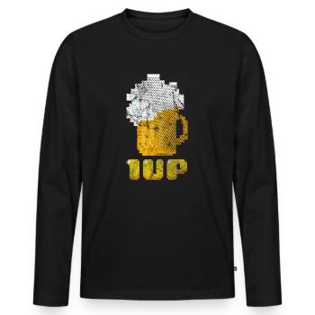 bière - T-shirt manches longues Premium bio Homme - noir - Devant - Nico (187cm)