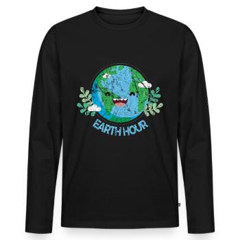 Earth Day - Men's Premium Organic Long Sleeve Shirt - black - Front - Nico (187cm)