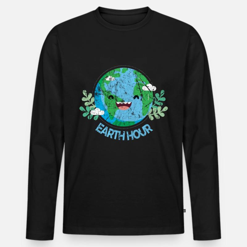 Earth Day - Männer Premium Bio Langarmshirt - Schwarz