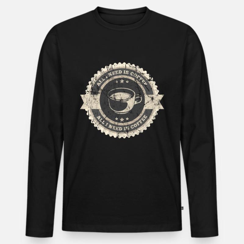 Kaffee - Männer Premium Bio Langarmshirt - Schwarz