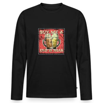 célibataire - T-shirt manches longues Premium bio Homme - noir - Devant - Nico (187cm)