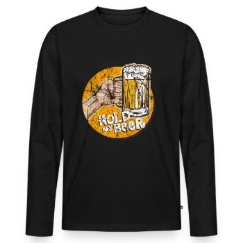 alcohol - Men's Premium Organic Long Sleeve Shirt - black - Front - Nico (187cm)