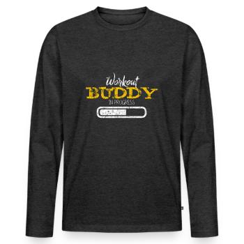 fitness - Men's Premium Organic Long Sleeve Shirt - heather anthracite - Front - Nico (187cm)