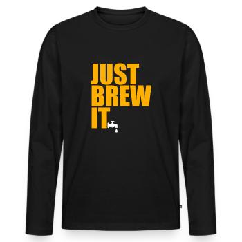 bière - T-shirt manches longues Premium bio Homme - noir - Devant - Nico (187cm)