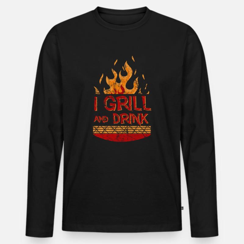 Grillen - Männer Premium Bio Langarmshirt - Schwarz