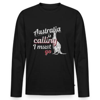Australien - Männer Premium Bio Langarmshirt - Schwarz - Vorne - Nico (187cm)