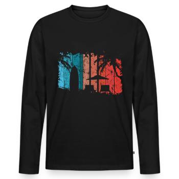 plage - T-shirt manches longues Premium bio Homme - noir - Devant - Nico (187cm)