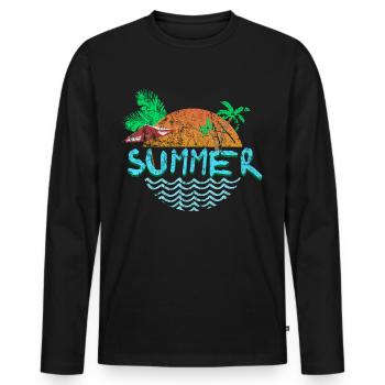plage - T-shirt manches longues Premium bio Homme - noir - Devant - Nico (187cm)