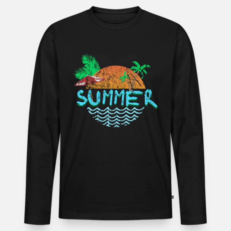 Strand - Männer Premium Bio Langarmshirt - Schwarz