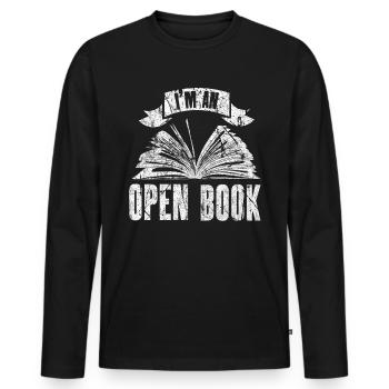 Bücher - Männer Premium Bio Langarmshirt - Schwarz - Vorne - Nico (187cm)