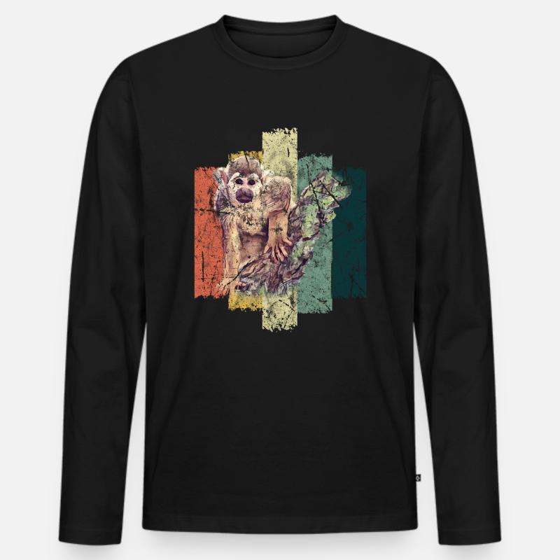 Affe - Männer Premium Bio Langarmshirt - Schwarz
