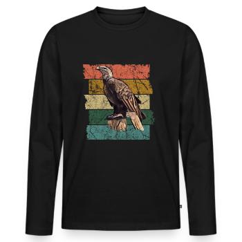 Adler - Männer Premium Bio Langarmshirt - Schwarz - Vorne - Nico (187cm)