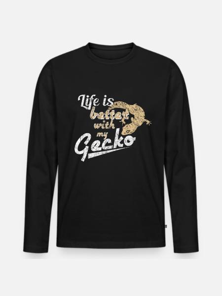 gecko - Men's Premium Organic Long Sleeve Shirt - black