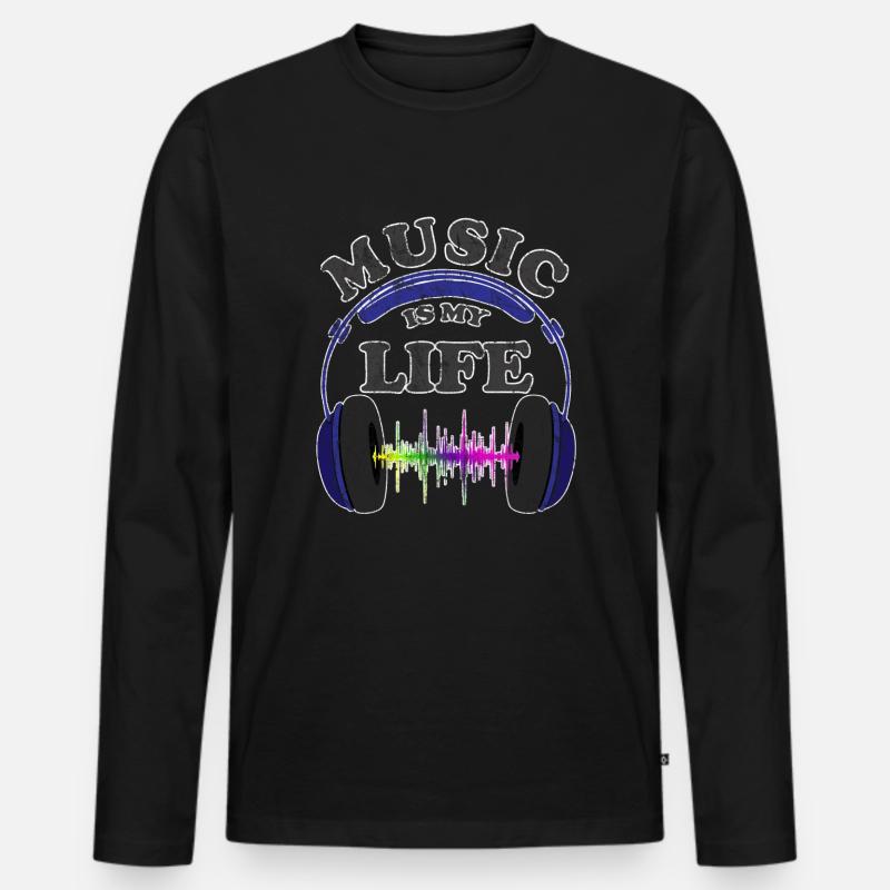 Musik - Männer Premium Bio Langarmshirt - Schwarz