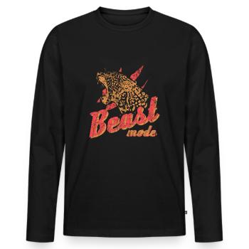 Leopard - Männer Premium Bio Langarmshirt - Schwarz - Vorne - Nico (187cm)