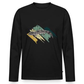 Idée cadeau animal lézard gecko - T-shirt manches longues Premium bio Homme - noir - Devant - Nico (187cm)